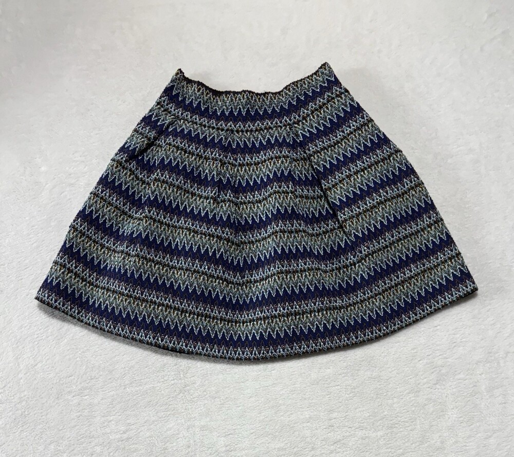 Xhilaration Skirt Womens Small Textured A Line Pleated Multicolor Striped Retro